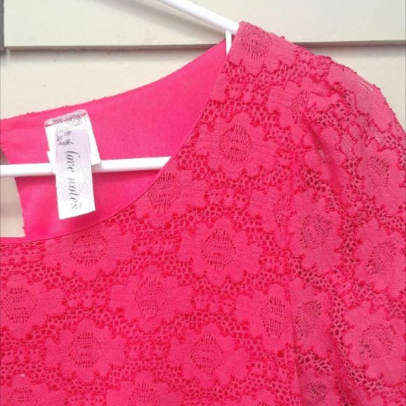 Francesca's Love Notes Pink Floral Short Sleeve Lace Dress '90s Style Size Small - Picture 3 of 3